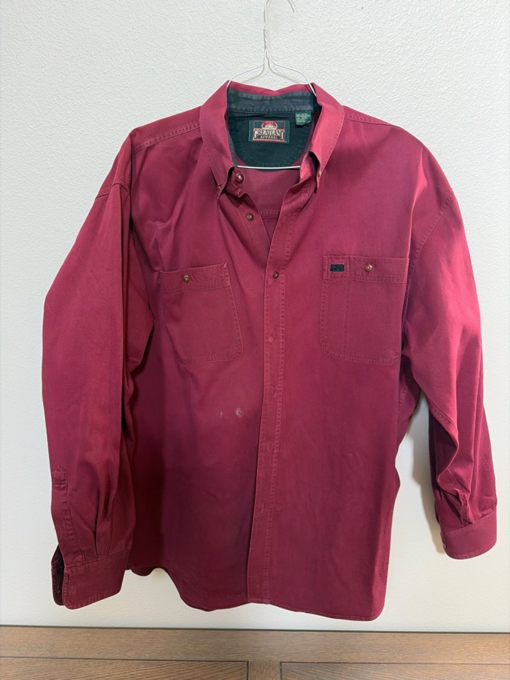 Greatland Apparel Men's XXXL Burgundy Botton Down Work Shirt-100% Cotton